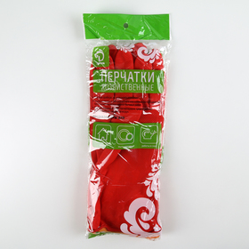 Перчатки хозяйственные резиновые с утеплителем Доляна, размер L, 85 гр, цвет красный от Сима-ленд