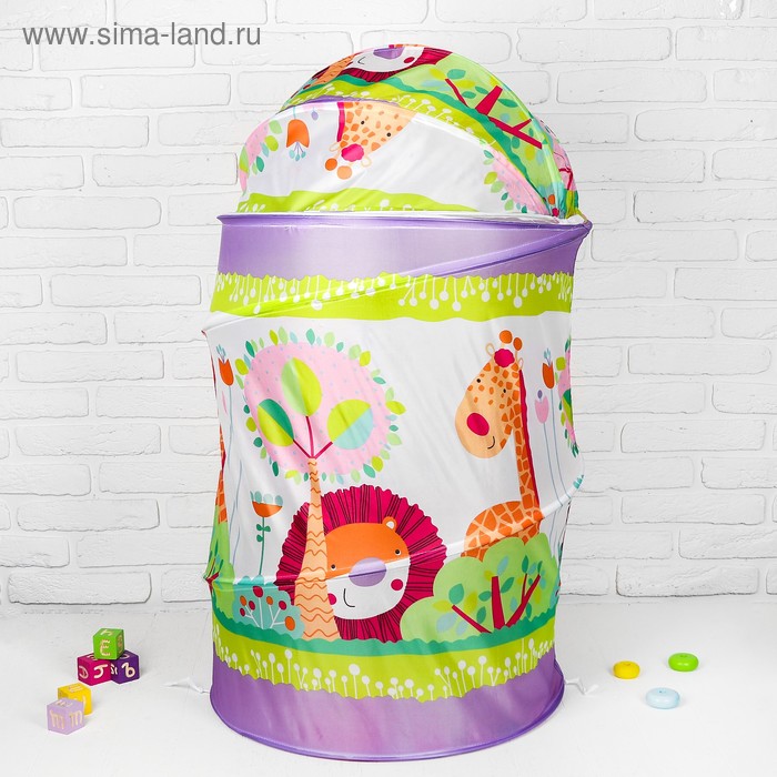 

Корзина для игрушек на липучке большая "Джунгли" 60×60×80 см