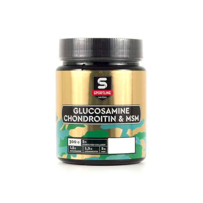 Специальный препарат SportLine Nutrition Glucosamine & Chondroitin & MSM Powder, Тропик, спортивное питание, 300 г