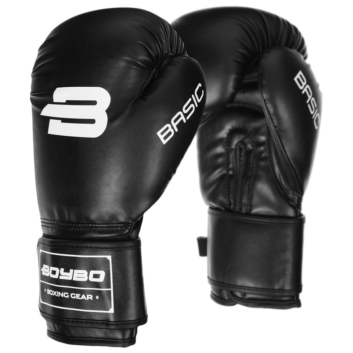 Перчатки боксёрские BoyBo Basic, 12 унций, цвет черный перчатки боксёрские boybo stain флекс цвет зелёный 14 унций