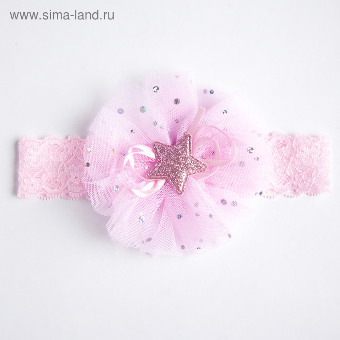 фото Повязка на голову крошка я "цветочек", 20 см, цвет розовый