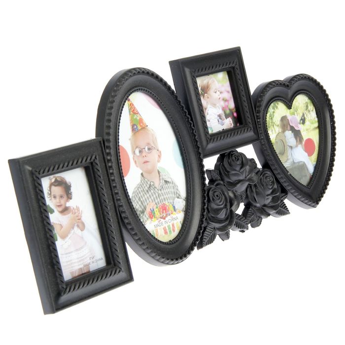Фоторамка "Чёрные розы" на 4 фото 6x6 см, 8x5 см, 10x9 см, 10x15 см