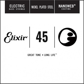 

Отдельная струна для бас-гитары Elixir 15345 Nanoweb никелированная, .045