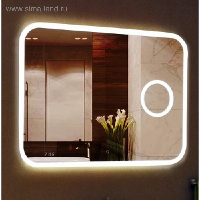 Зеркало Bliss LED 800х600 с увеличительным зеркалом, часами ЗЛП429 зеркало aquaton элио 100 1a194202eo010 с подсветкой с увеличительным зеркалом и часами