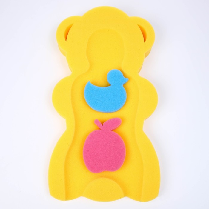 фото Подкладка для купания макси «мишка», цвет желтый/оранжевый, 55х30х6см карапуз