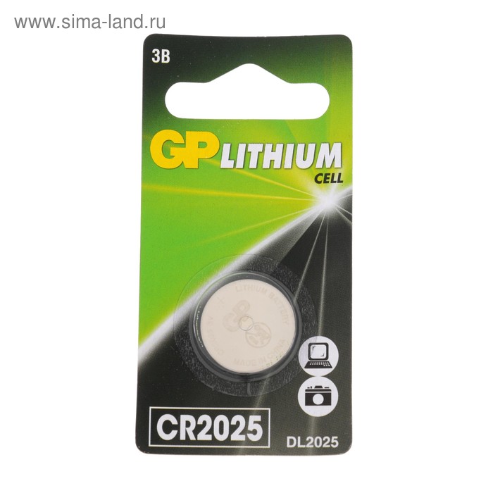 Батарейка литиевая GP, CR2025-1BL, 3В, блистер, 1 шт. батарейка литиевая duracell cr2025 2bl 3в блистер 2 шт