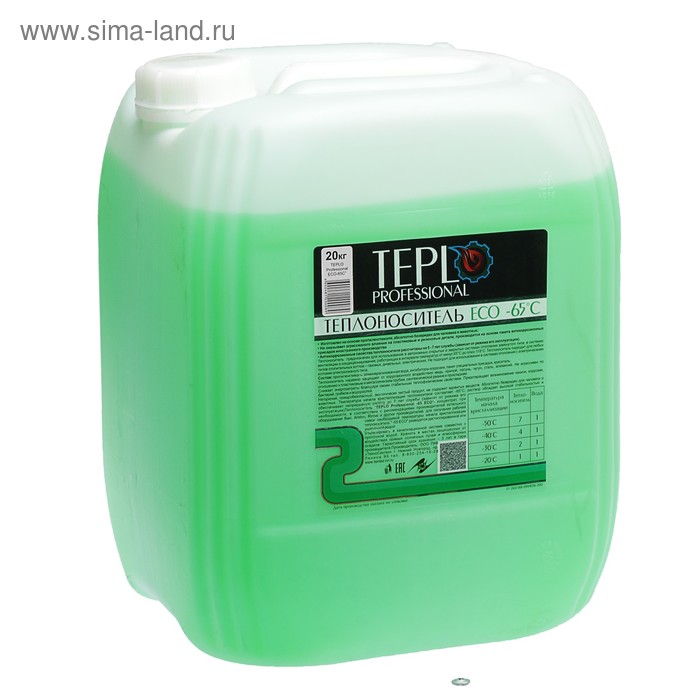 Теплоноситель TEPLO Professional ECO - 65, основа пропиленгликоль, концентрат, 20 кг теплоноситель teplo professional 65 20кг пропиленгликоль зеленый