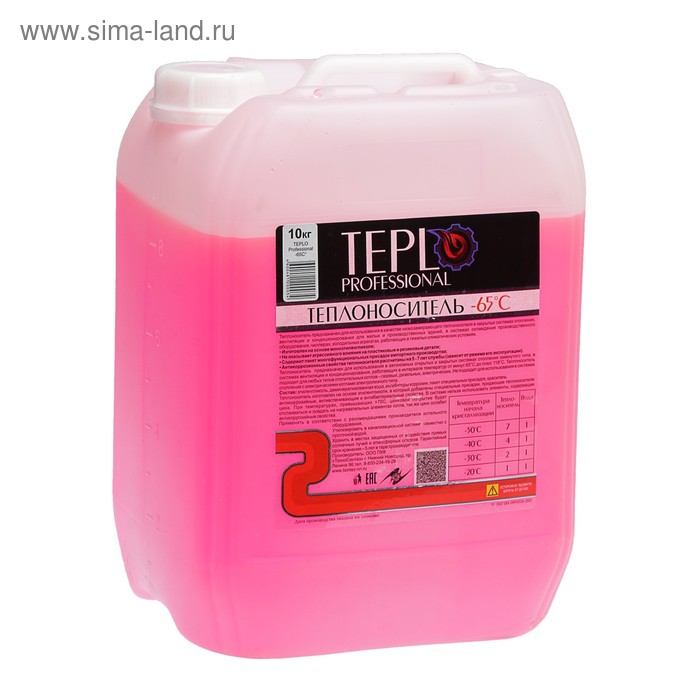 Теплоноситель TEPLO Professional- 65, основа этиленгликоль, концентрат, 10 кг теплоноситель русская изба 65 основа этиленгликоль 30 кг