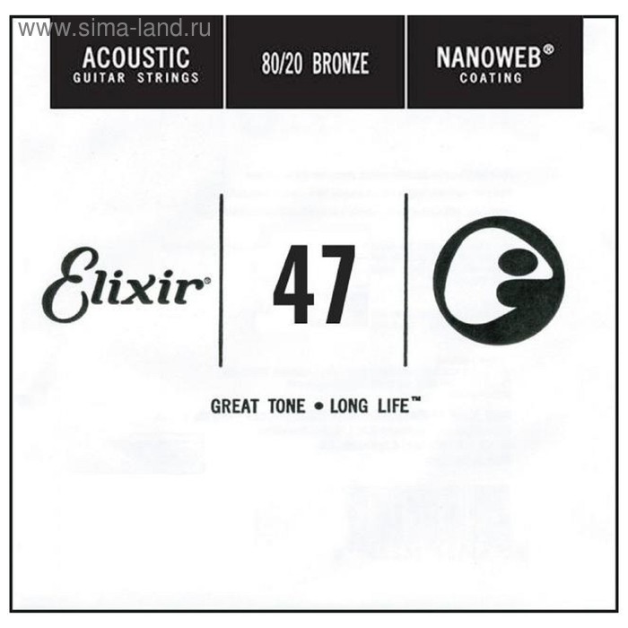

Отдельная струна для акустической гитары Elixir 15147 Nanoweb бронза 80/20, .047