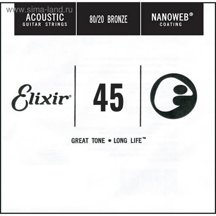 

Отдельная струна для акустической гитары Elixir 15145 Nanoweb бронза 80/20, .045