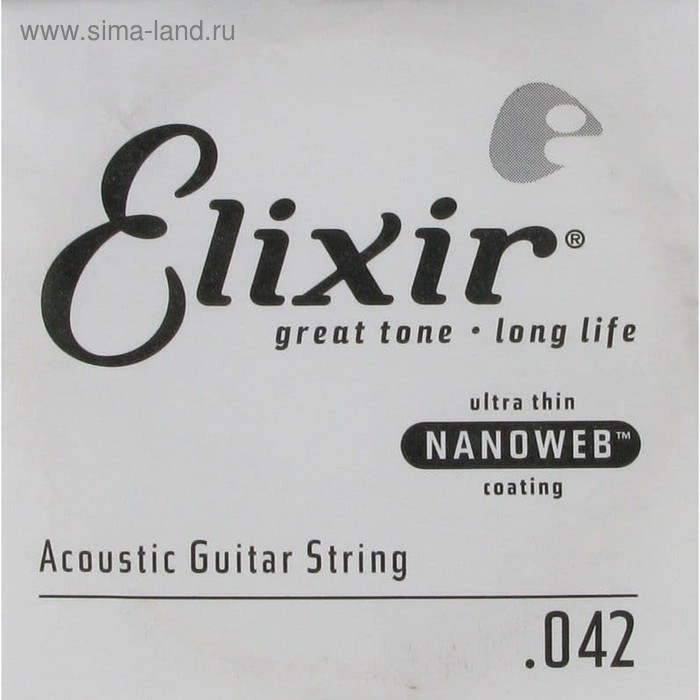 

Отдельная струна для акустической гитары Elixir 15142 Nanoweb бронза 80/20, .042