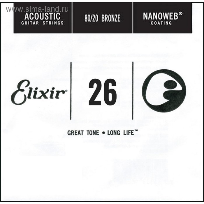 

Отдельная струна для акустической гитары Elixir 15126 Nanoweb бронза 80/20, .026