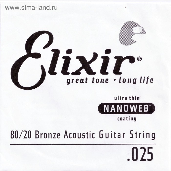 фото Отдельная струна для акустической гитары elixir 15125 nanoweb бронза 80/20, .025