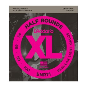 

Струны для бас-гитары D'Addario ENR71S Half Rounds , Regular Light, 45-100, Short Scale