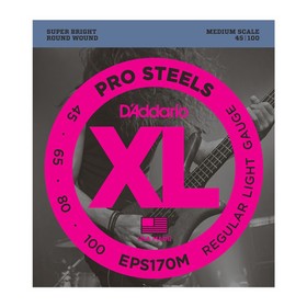 

Струны для бас-гитары D'Addario EPS170M ProSteels , Light, 45-100, Medium Scale
