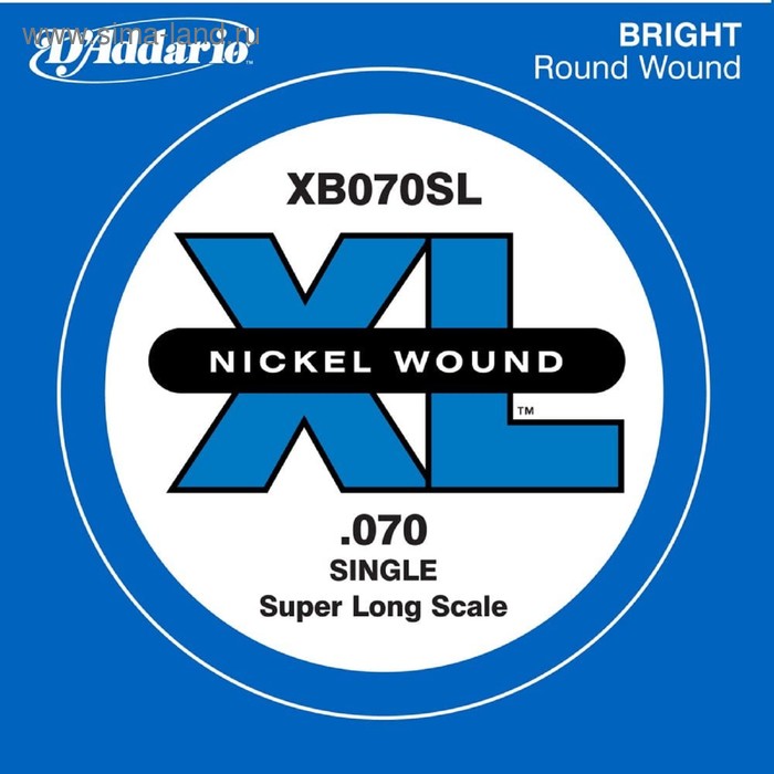 фото Отдельная струна для бас-гитары d'addario xb070sl nickel wound никелированная, .070, super long 45 d`addario