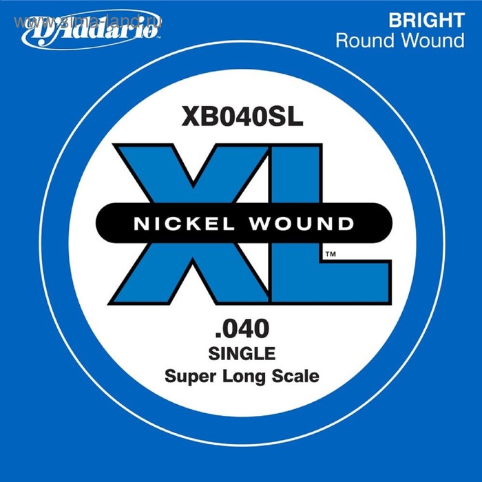 фото Отдельная струна для бас-гитары d'addario xb040sl nickel wound никелированная, .040, super long 45 d`addario