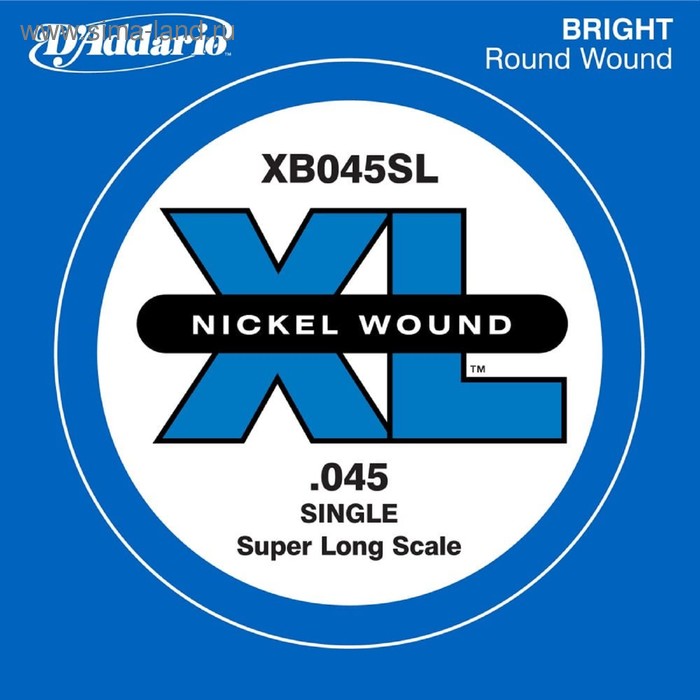 фото Отдельная струна для бас-гитары d'addario xb045sl nickel wound никелированная, .045, super long 45 d`addario