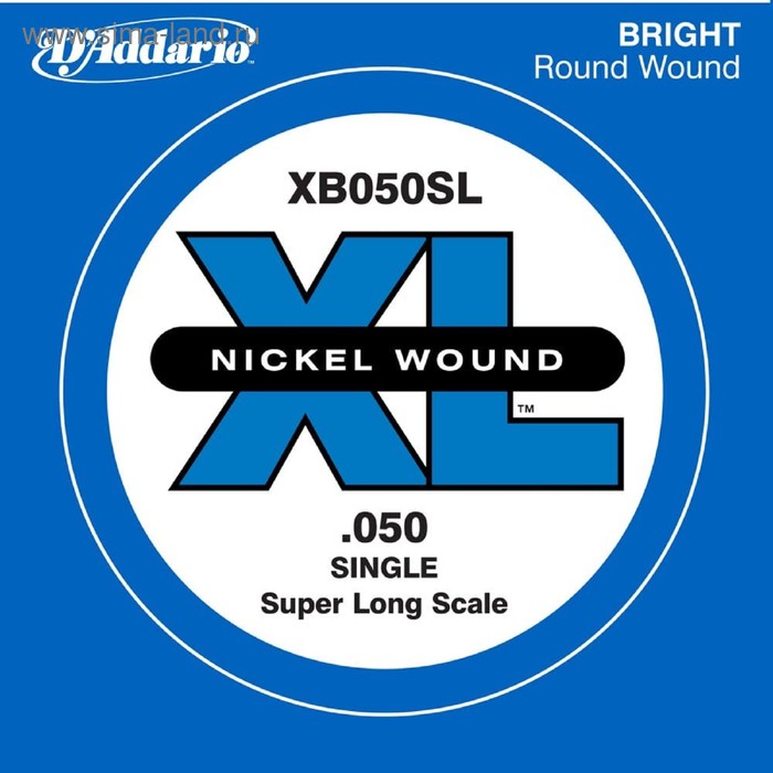 фото Отдельная струна для бас-гитары d'addario xb050sl nickel wound никелированная, .050, super long 45 d`addario