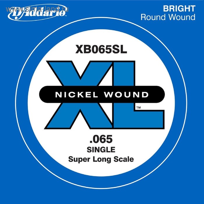 фото Отдельная струна для бас-гитары d'addario xb065sl nickel wound никелированная, .065, super long 45 d`addario