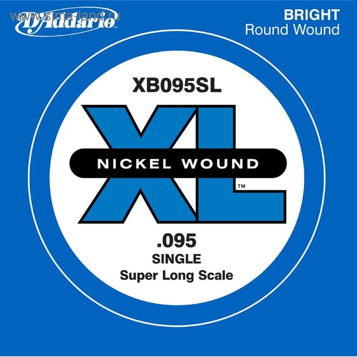 фото Отдельная струна для бас-гитары d'addario xb095sl nickel wound никелированная, .095, super long 45 d`addario