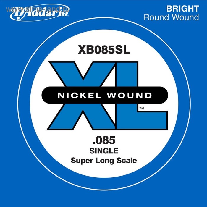 фото Отдельная струна для бас-гитары d'addario xb085sl nickel wound никелированная, .085, super long 45 d`addario