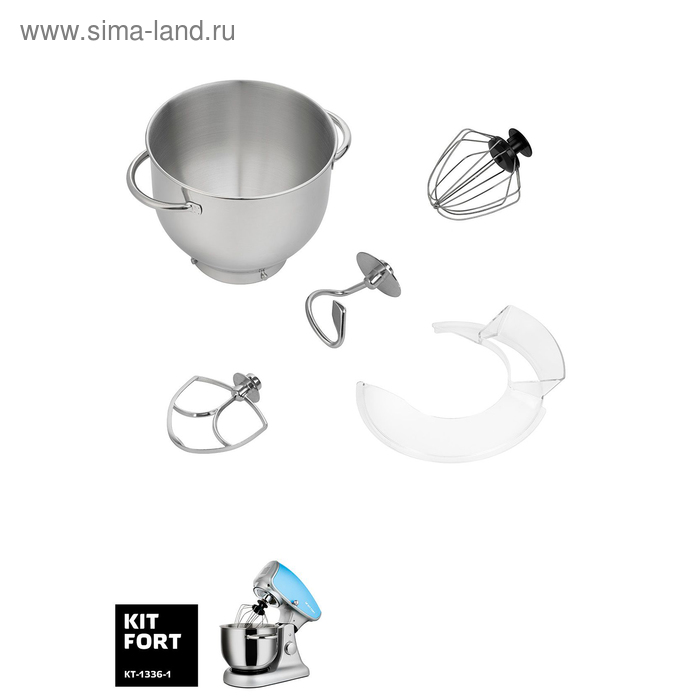 

Миксер Kitfort КТ-1336-1, планетарный, 1000 Вт, 5 л, 3 насадки, голубой
