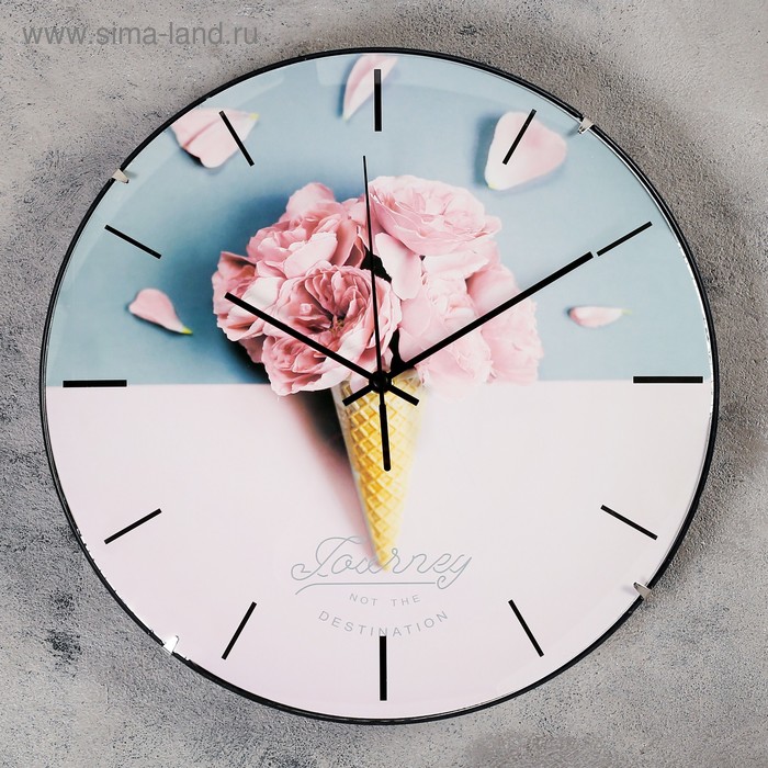 часы настенные серия интерьер цветы плавный ход d 30 5 см Часы настенные, серия: Интерьер, Розовый рожок, плавный ход, d-30 см