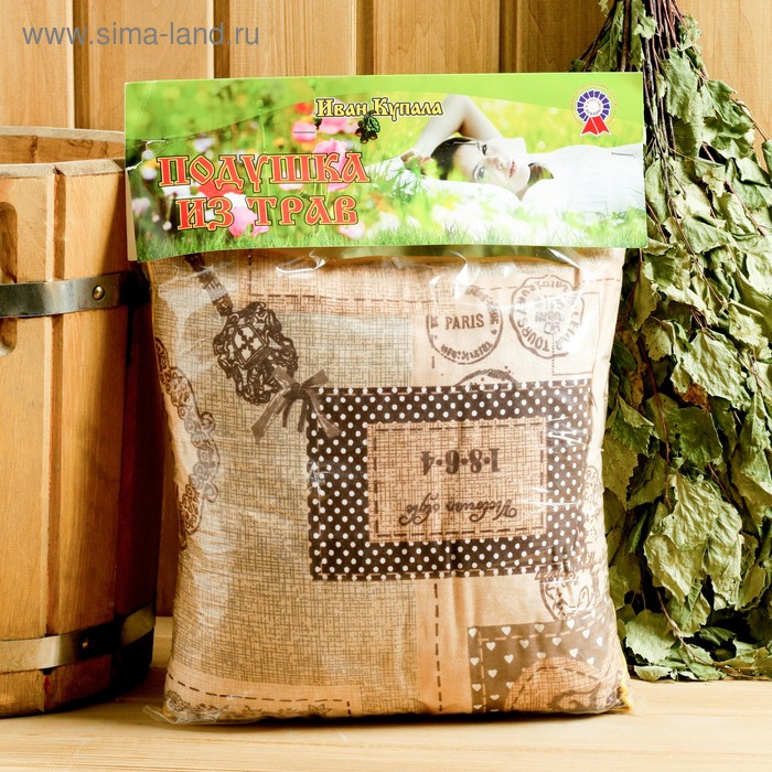 фото Подушка из кавказских трав на основе листьев дуба и эвкалипта, микс, 27×27 см