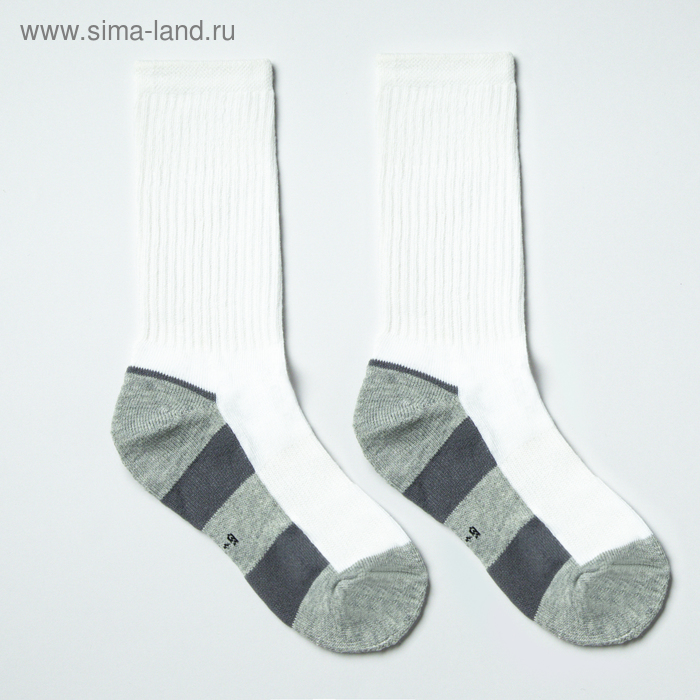 Носки детские с махровым следом, цвет белый/серый, размер 22-24