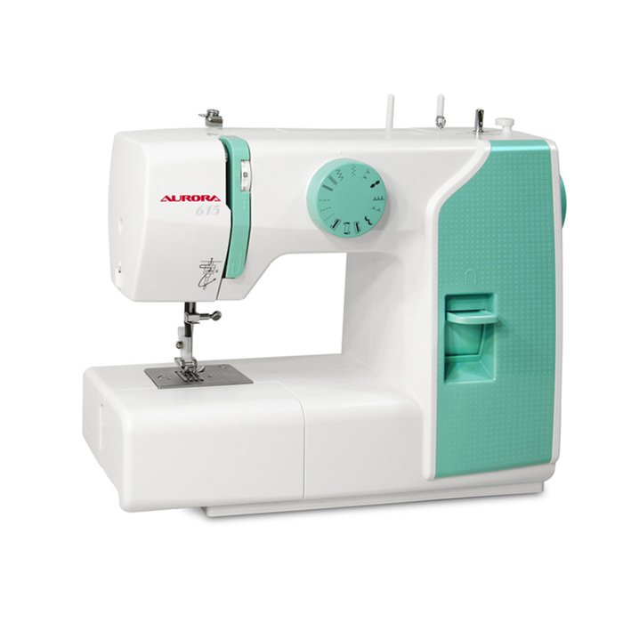 Швейная машина Aurora 615, 70 Вт, 13 операций, полуавтомат, бело-зелёная