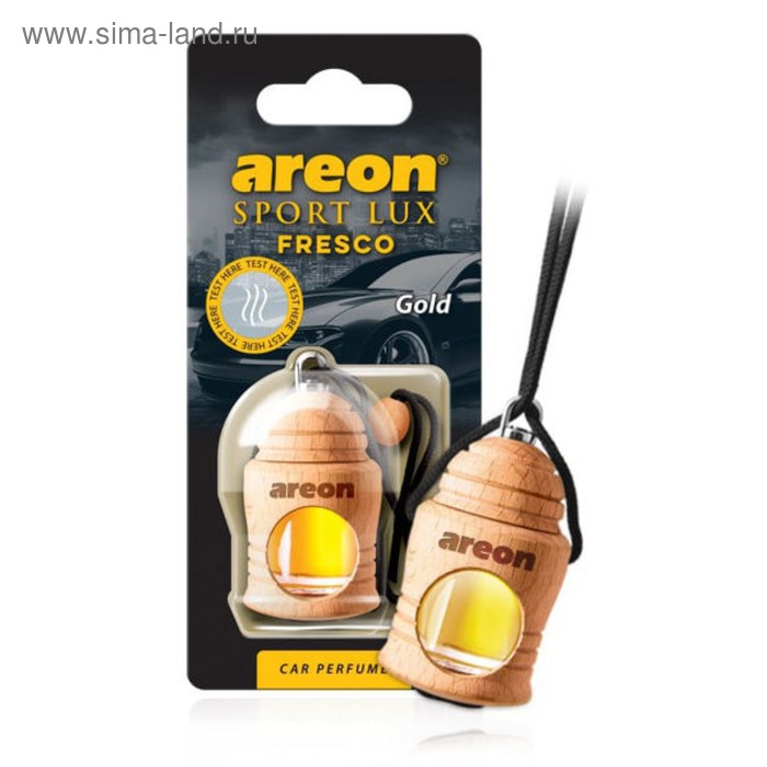 Ароматизатор на зеркало Areon fresco, бутылочка, Sport Lux gold 704-051-L01 ароматизатор в машину подвесной бочонок areon fresco sport lux silver 704 051 l02