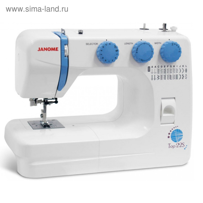 Швейная машина Janome Top 22s, 60 Вт, 25 операций, автомат, бело-голубая