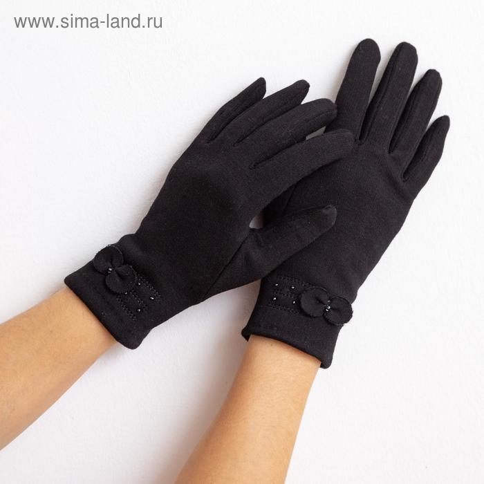 Перчатки женские Бантик, размер 17, цвет чёрный