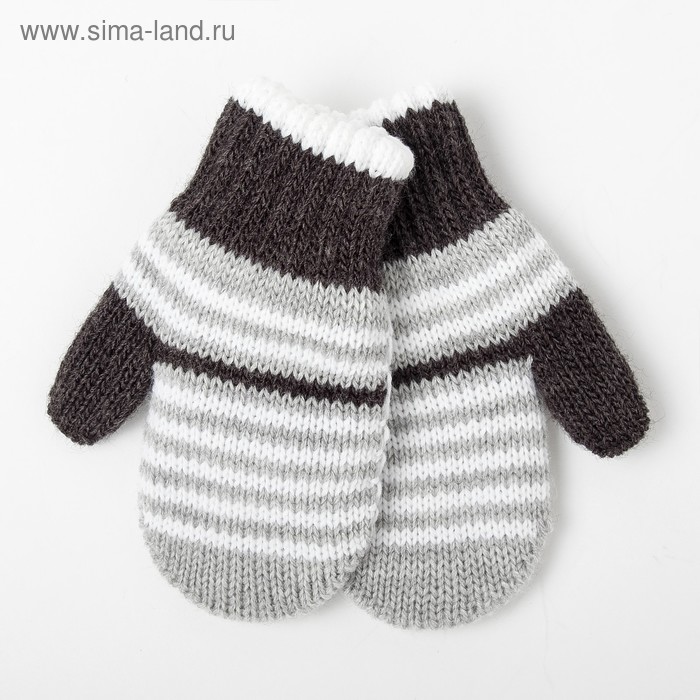 Варежки детские двойные, цвет серый, размер 12 перчатки детские двойные чёрный серый размер 17