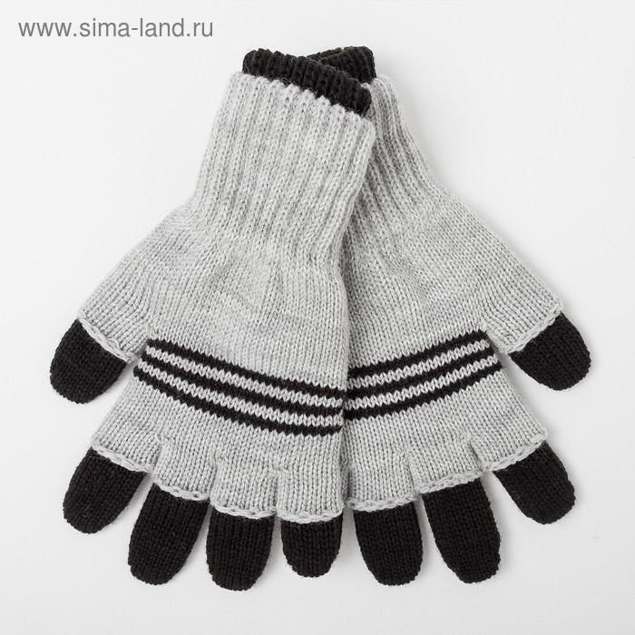 фото Перчатки детские двойные, чёрный/серый, размер 14 снежань
