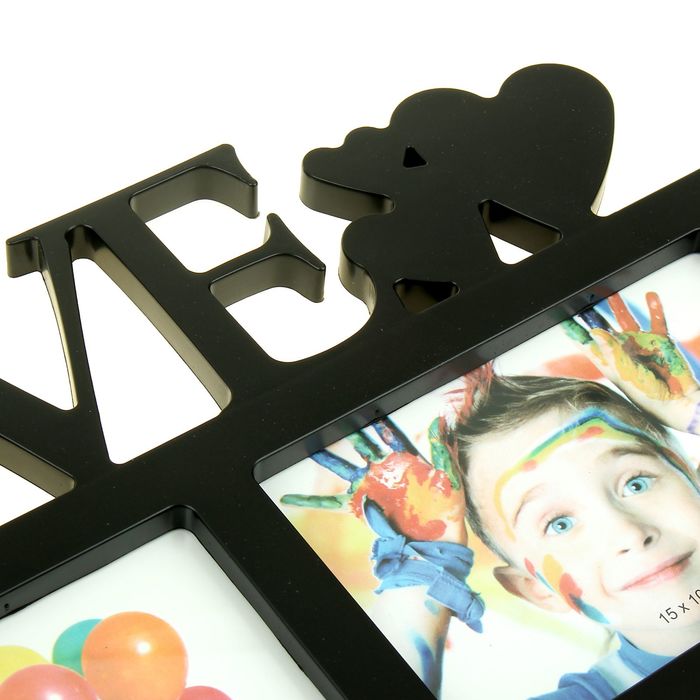Фоторамка на 3 фото 10х15 см, 10x10 см Love чёрная