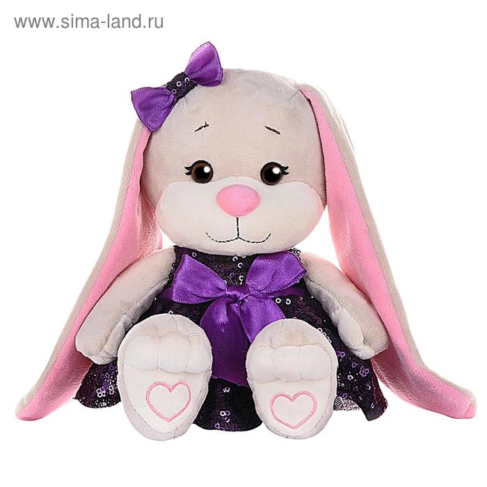 фото Мягкая игрушка «зайка lin» в фиолетовом платье с пайетками, 20 см jack&lin