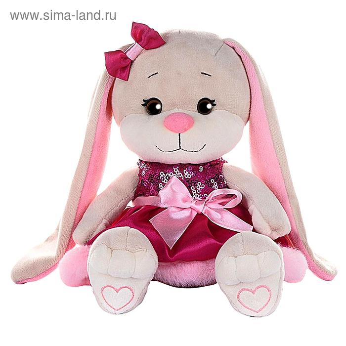 фото Мягкая игрушка «зайка lin» в розовом платье с пайетками и мехом, 20 см jack&lin