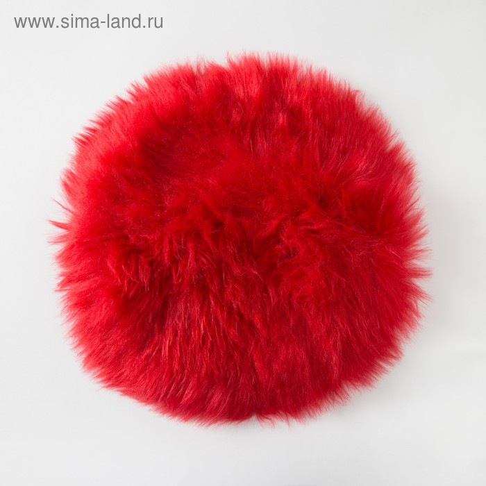 фото Сидушка на стул меховая доляна "пушинка" цв.красный d 30 cm,100% п/э