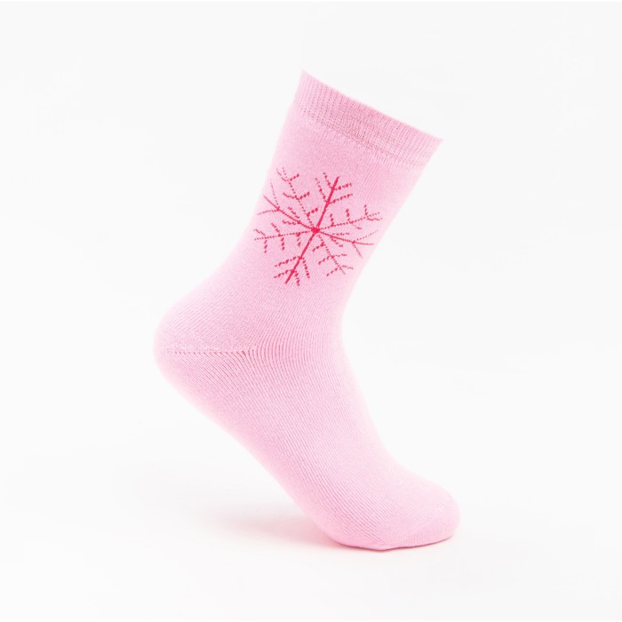 фото Носки женские махровые «снежинка», цвет светло-розовый, размер 23-25 happy frensis