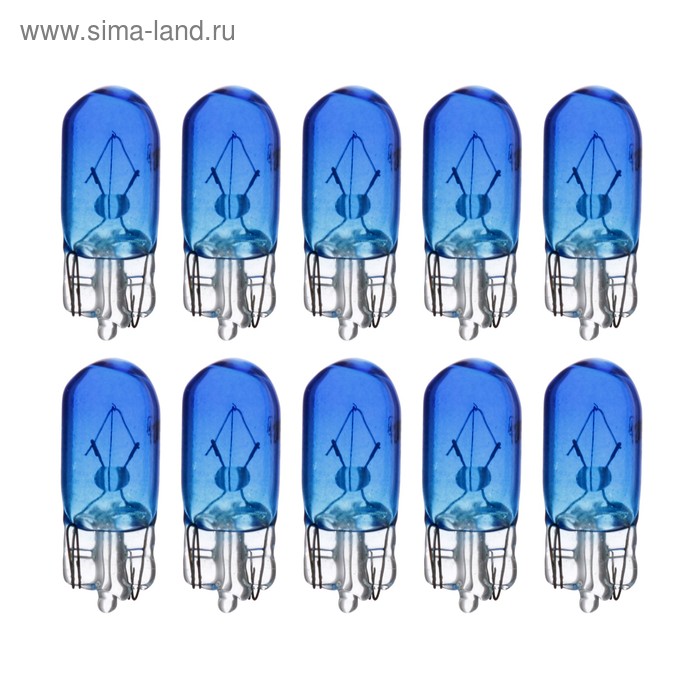 Галогенная лампа Cartage BLUE T10 W5W, 12 В, 5 Вт, набор 10 шт галогенная лампа cartage w21 5w w3x16d 12 в габарит стоп набор 2 шт