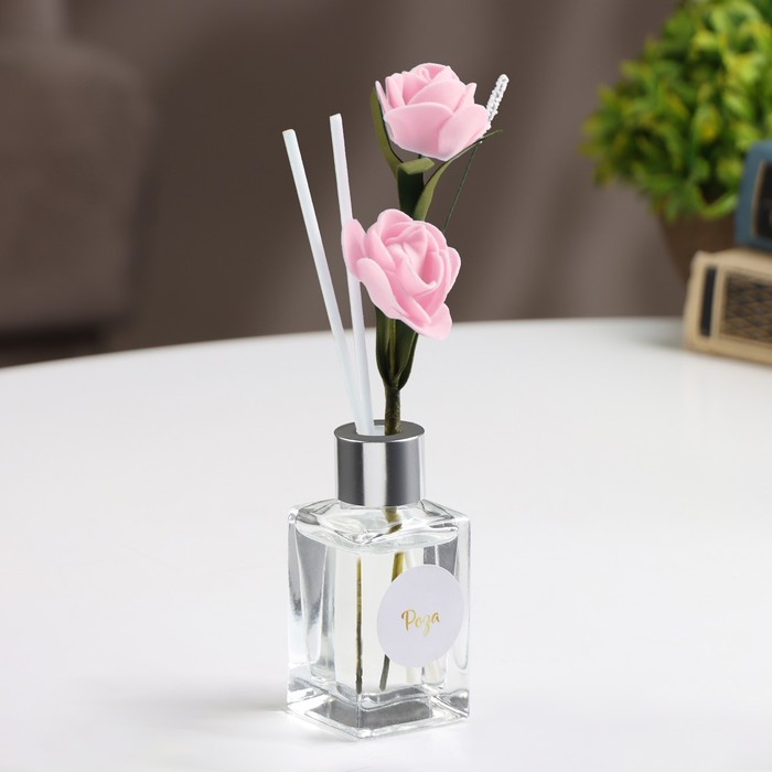 фото Диффузор ароматический с цветком "классика", 50 мл, роза, "богатство аромата"