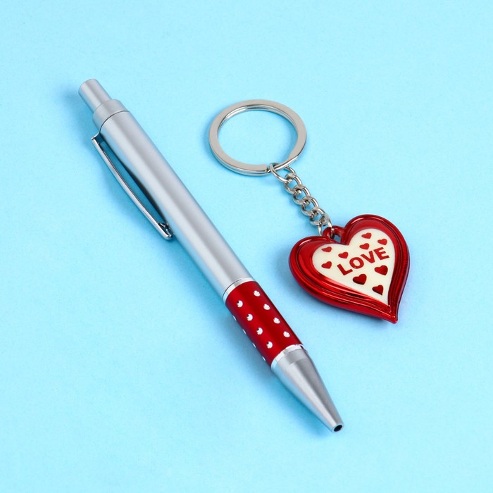 Набор подарочный 2в1 (ручка, брелок-сердечко) подарочный набор ручка брелок арт 1