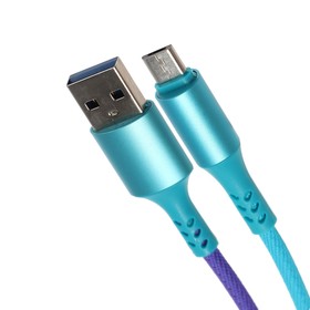 Кабель LuazON, microUSB - USB, 2 A, 1 м, оплётка нейлон, разноцветный