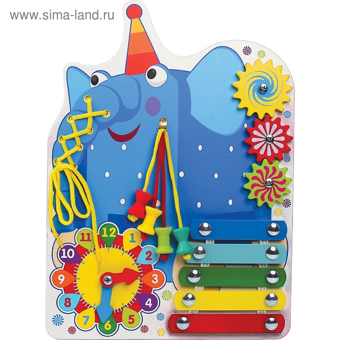 Бизиборд «Слоник Ду-ду», с часами