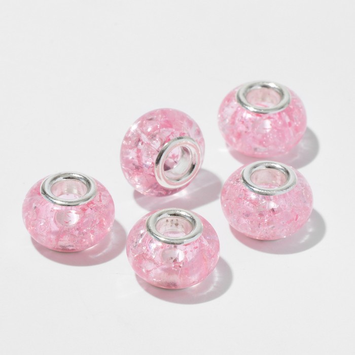 Бусина "Сахарный кварц", цвет розовый в серебре