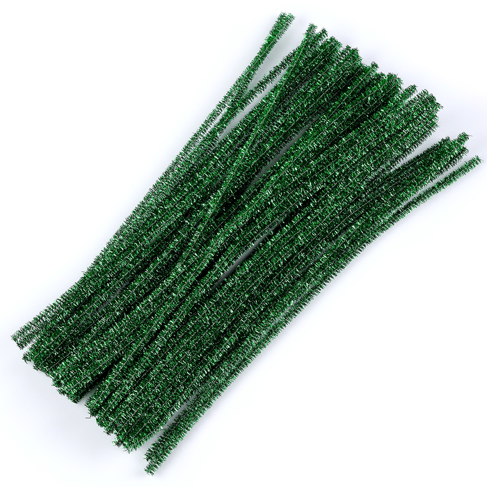 Проволока с ворсом для поделок «Блеск», набор 50 шт, размер 1 шт: 30×0,6 см, цвет зелёный