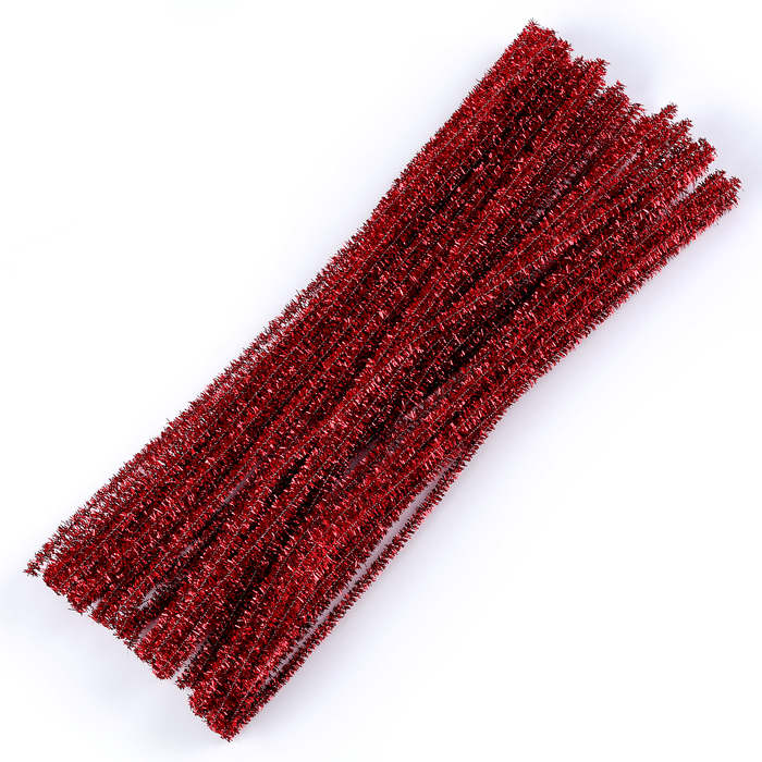 Проволока с ворсом для поделок «Блеск», набор 50 шт, размер 1 шт: 30×0,6 см, цвет красный