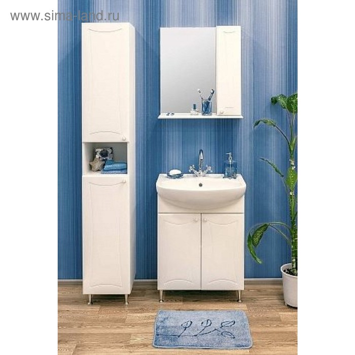 Набор мебели Карина 55 правый: тумба с раковиной Уют 55 + шкаф зеркало набор мебели для ванной mixline посейдон 55 голубой полупенал правый тумба раковина